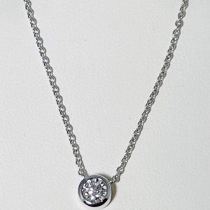 Bezel set circle diamond pendant